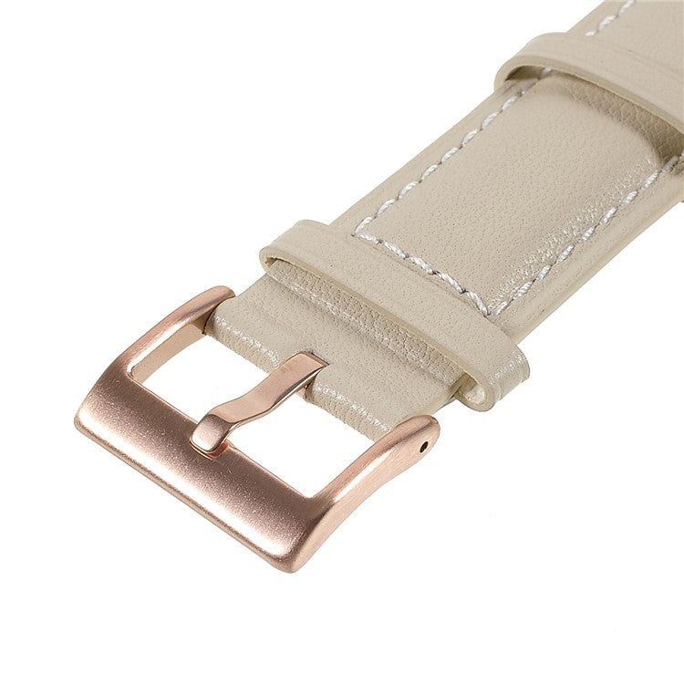 22mm Quick Release Genuine Leather Watch Band Adjustable Stitching Strap for Samsung Gear S3 Classic /Gear S3 Frontier/Galaxy Watch 46mm - Beige