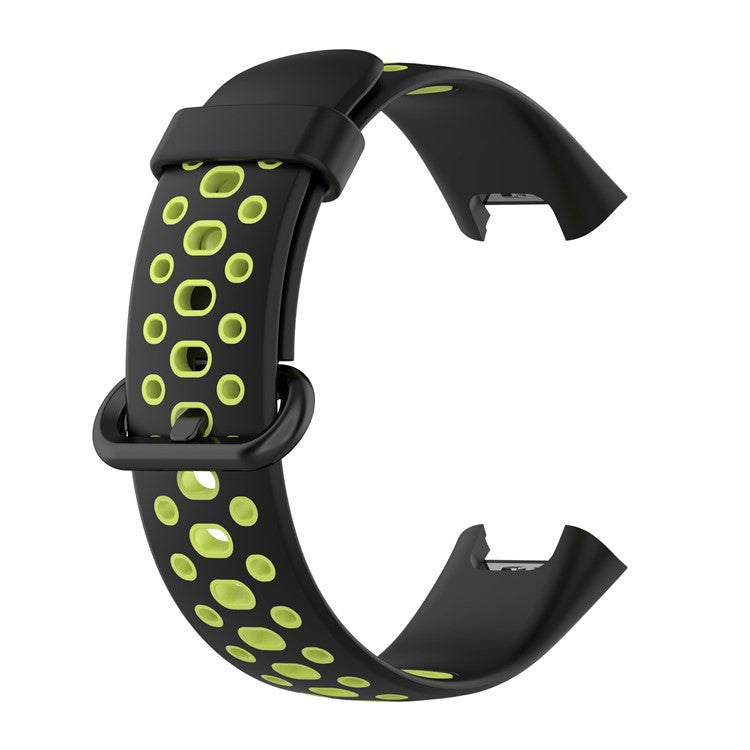 Dual Color Breathable Watch Band Soft Silicone Strap for Xiaomi Redmi Watch 2 - Black/Green