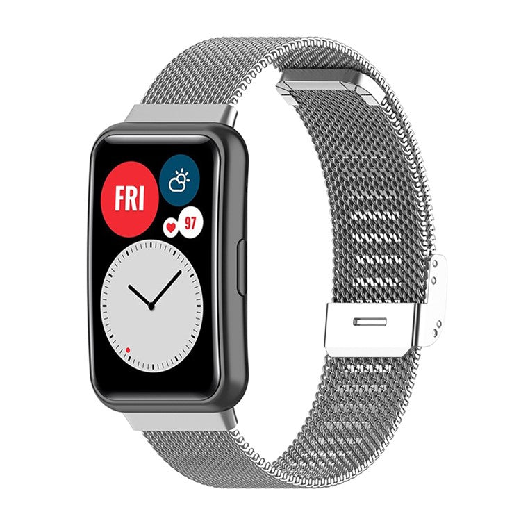 Classic Milanese Stainless Steel Watch Band Breathable Mesh Strap for Huawei Watch Fit - Silver