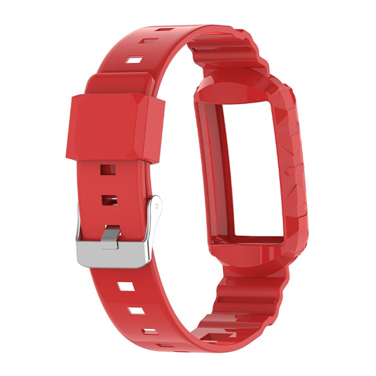 Integrated Soft TPU Strap and Watch Case Protective Cover for Fitbit Charge 4 / 4 SE / 3 / 3 SE - Red