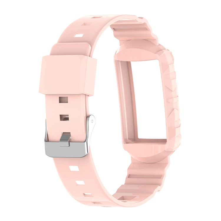 Integrated Soft TPU Strap and Watch Case Protective Cover for Fitbit Charge 4 / 4 SE / 3 / 3 SE - Light Pink