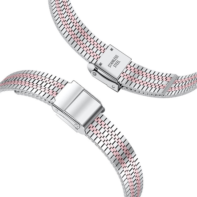 5 Beads Stainless Steel Wrist Strap with Double Buckle Smart Watch Band for Fitbit Inspire 1/2/Inspire HR - Rose Pink Splicing