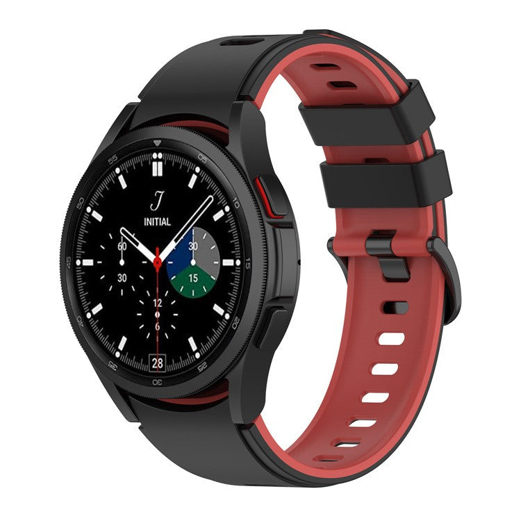 Dual Color Breathable Sport Silicone Watch Band Replacement Strap for Samsung Galaxy Watch6 40mm 44mm / Watch6 Classic 43mm 47mm / Watch 5 40mm 44mm / 5 Pro 45mm / Watch4 40mm 44mm / Watch3 41mm - Black / Red