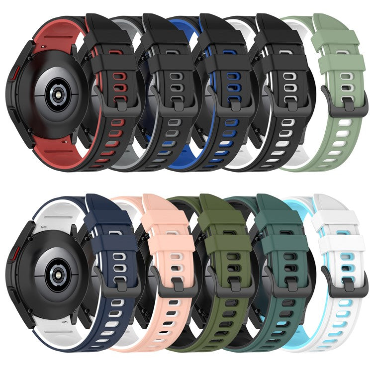 Dual Color Breathable Sport Silicone Watch Band Replacement Strap for Samsung Galaxy Watch6 40mm 44mm / Watch6 Classic 43mm 47mm / Watch 5 40mm 44mm / 5 Pro 45mm / Watch4 40mm 44mm / Watch3 41mm - Black / Red