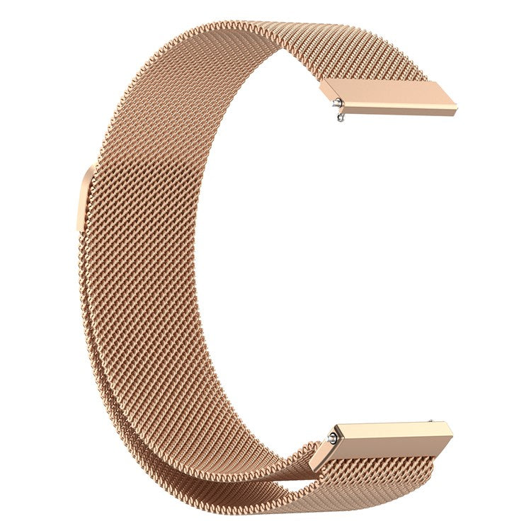 22mm Magnetic Closure Milanese Wristband Breathable Watch Strap Replacement for Huawei Watch GT3 46mm/Samsung Gear S3 Frontier/Classic - Rose Gold