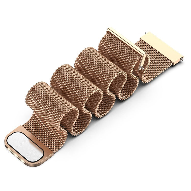 22mm Magnetic Closure Milanese Wristband Breathable Watch Strap Replacement for Huawei Watch GT3 46mm/Samsung Gear S3 Frontier/Classic - Rose Gold