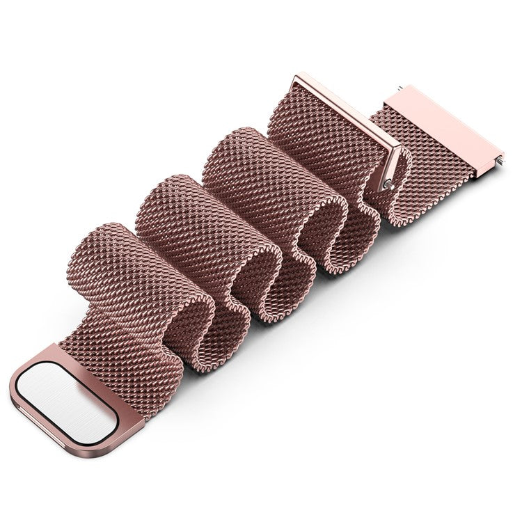 22mm Magnetic Closure Milanese Wristband Breathable Watch Strap Replacement for Huawei Watch GT3 46mm/Samsung Gear S3 Frontier/Classic - Rose Pink