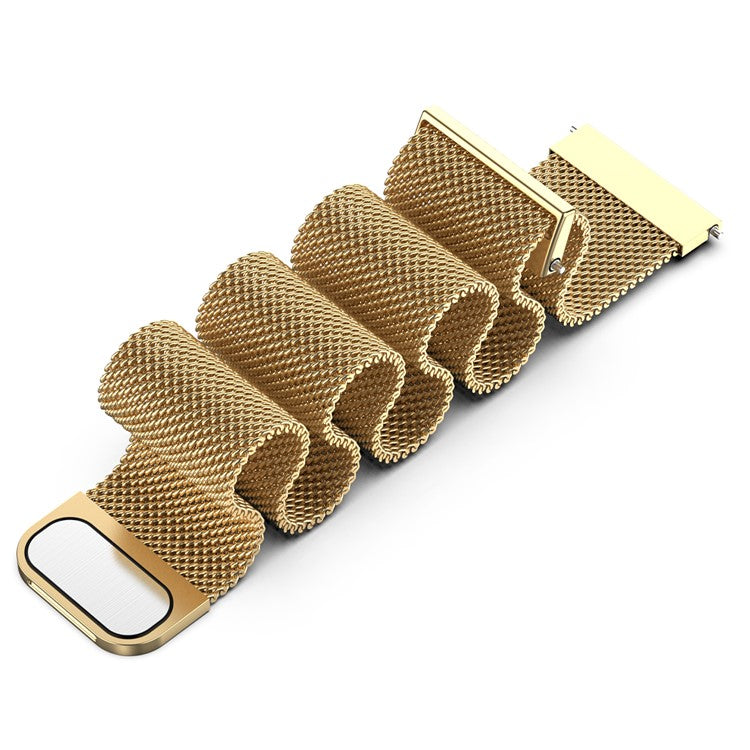 22mm Magnetic Closure Milanese Wristband Breathable Watch Strap Replacement for Huawei Watch GT3 46mm/Samsung Gear S3 Frontier/Classic - Gold