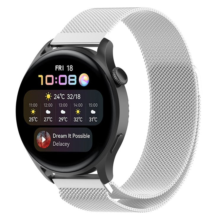 20mm Milanese Wristband Magnetic Watch Strap Replacement for Huawei Watch GT3 42mm/Samsung Galaxy Watch 42mm - Silver