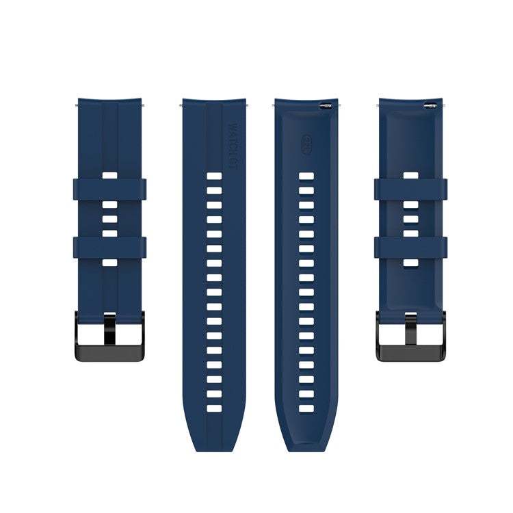 20mm Silicone Adjustable Watch Band Wrist Strap for Huawei Watch GT Runner/Watch GT3 42mm - Black Steel Buckle/Dark Blue