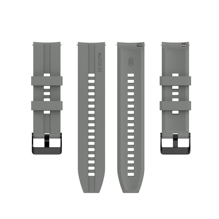 20mm Silicone Adjustable Watch Band Wrist Strap for Huawei Watch GT Runner/Watch GT3 42mm - Black Steel Buckle/Grey