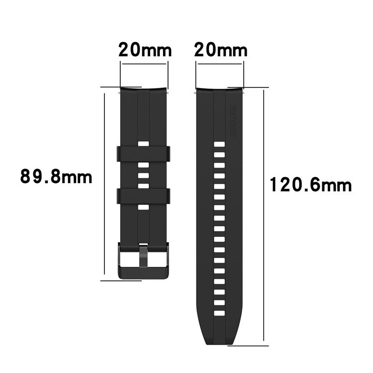 20mm Silicone Adjustable Watch Band Wrist Strap for Huawei Watch GT Runner/Watch GT3 42mm - Black Steel Buckle/Grey