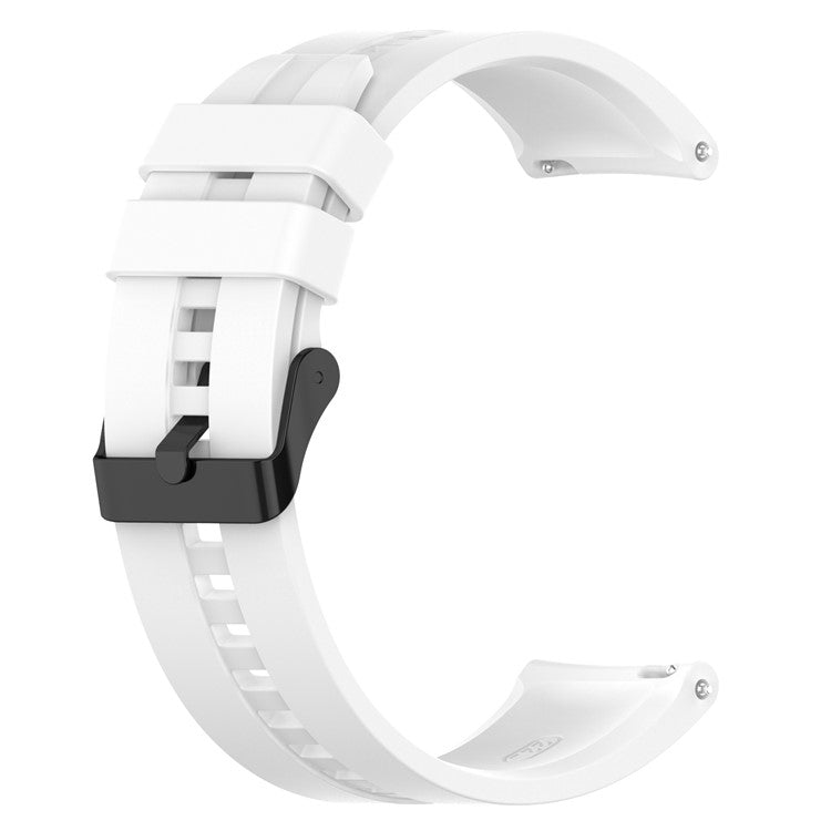 20mm Silicone Adjustable Watch Band Wrist Strap for Huawei Watch GT Runner/Watch GT3 42mm - Black Steel Buckle/White