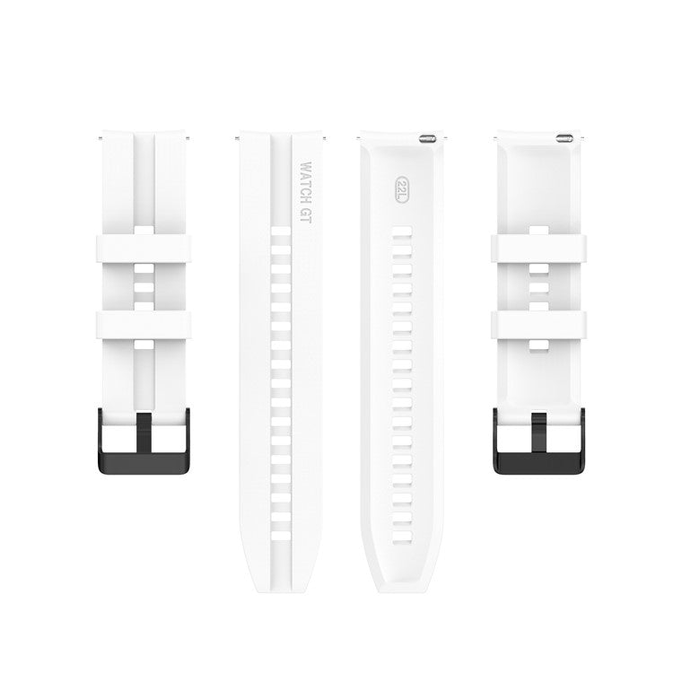 20mm Silicone Adjustable Watch Band Wrist Strap for Huawei Watch GT Runner/Watch GT3 42mm - Black Steel Buckle/White