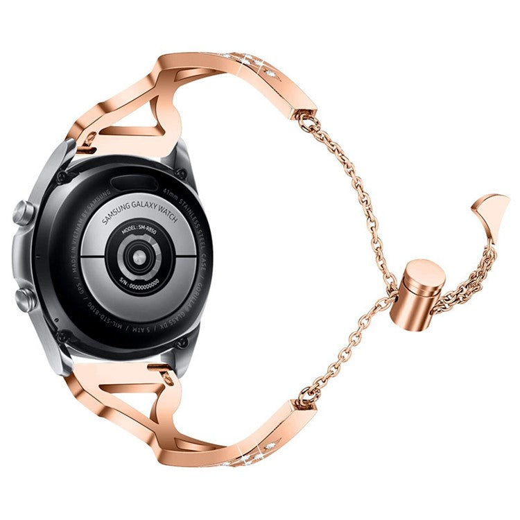 Hollow Out Rhinestone Decor 304 Stainless Steel Smart Watch Band Women Slide Bracelet for Samsung Gear S3 Classic/S3 Frontier - Rose Gold