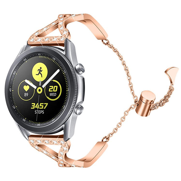 Hollow Out Rhinestone Decor 304 Stainless Steel Smart Watch Band Women Slide Bracelet for Samsung Gear S3 Classic/S3 Frontier - Rose Gold
