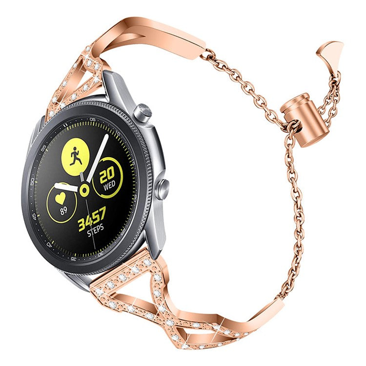 Hollow Out Rhinestone Decor 304 Stainless Steel Smart Watch Band Women Slide Bracelet for Samsung Gear S3 Classic/S3 Frontier - Rose Gold
