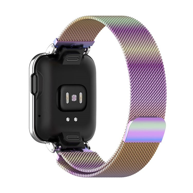 Magnetic Closure Freely-Adjusted Stainless Steel Watchband Wrist Strap + Watch Protector Case for Xiaomi Redmi Watch 2 - Colorful/Silver Frame
