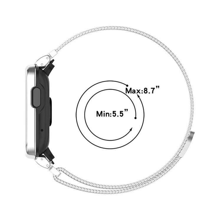 Magnetic Closure Freely-Adjusted Stainless Steel Watchband Wrist Strap + Watch Protector Case for Xiaomi Redmi Watch 2 - Ink Blue