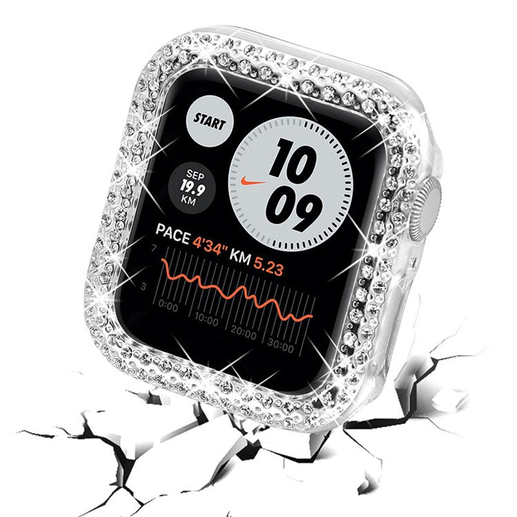 Rhinestone Decor Anti-scratch PC Watch Edge Case Protective Cover for Apple Watch Series 4 / 5 / 6 44mm / SE 44mm / SE (2022) 44mm - Transparent