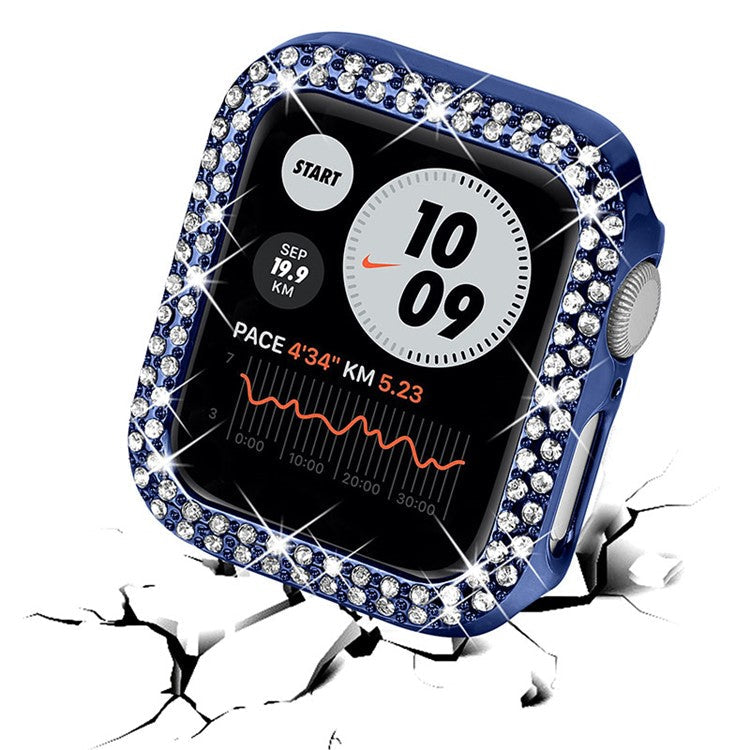 Hard PC Rhinestone Watch Case Frame Edge Cover for Apple Watch Series 6 / 5 / 4 / SE / SE (2022) 40mm - Blue
