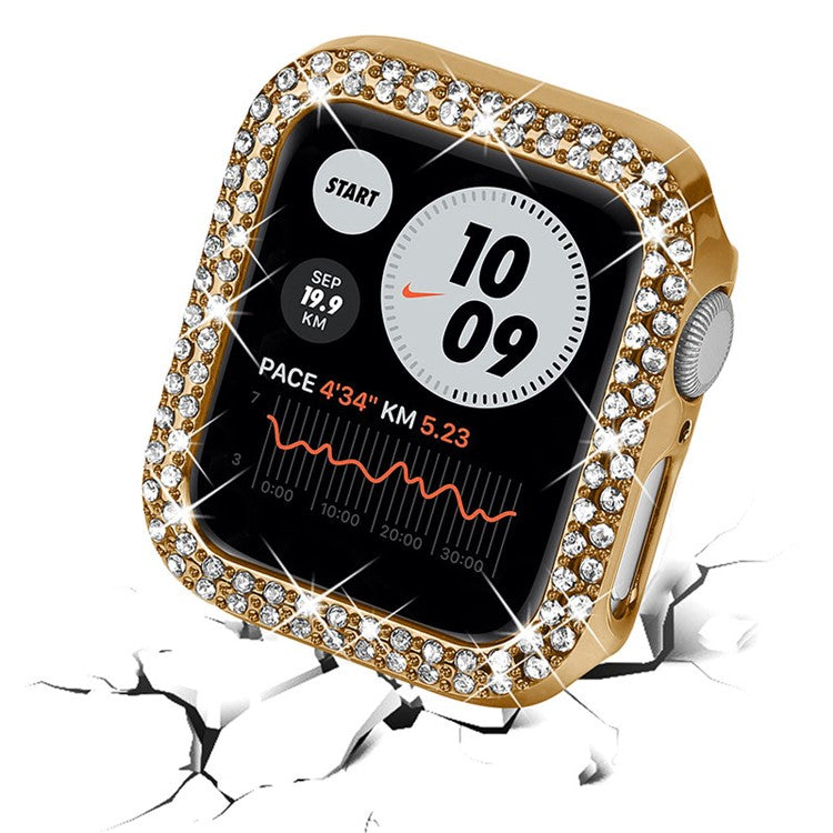 Shiny Rhinestone Scratch-resistant Hard PC Protective Watch Cover Case for Apple Watch Series 3/2/1 42mm - Gold