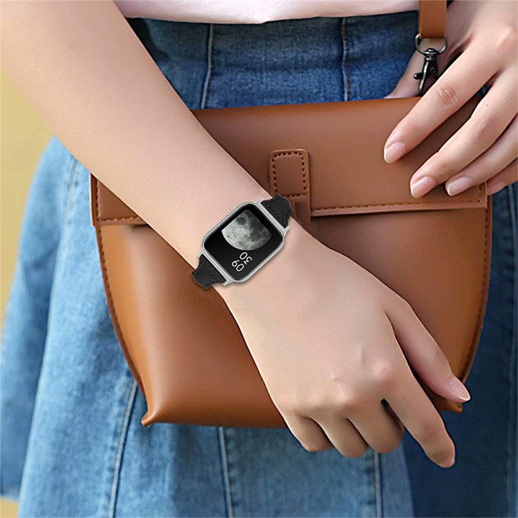 Quick Release Watch Band Top Grain Cowhide Genuine Leather Watch Strap for Oppo Watch 41mm - Black