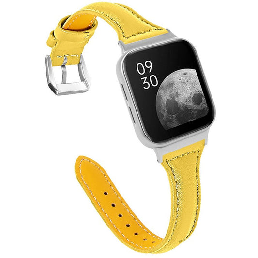 Top Layer Cowhide Genuine Leather Smart Watch Strap Replacement Watch Band for Oppo Watch 46mm - Orange