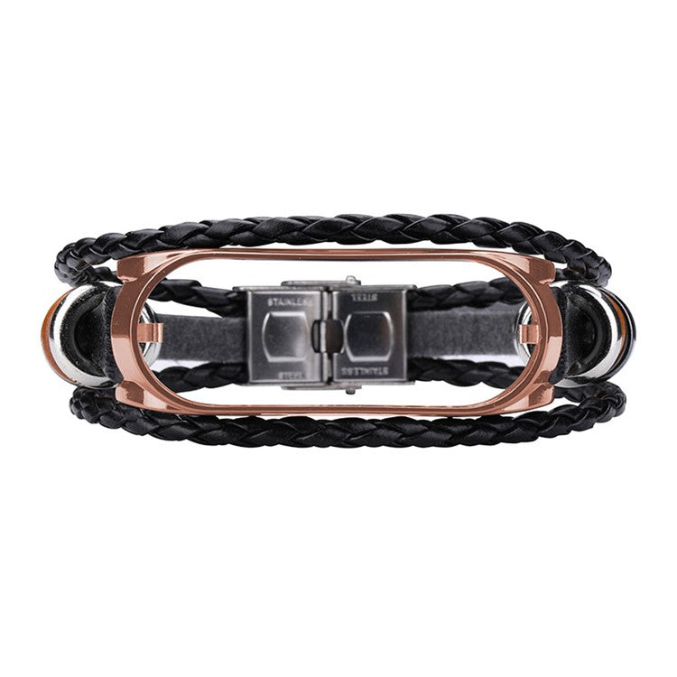 Retro Ethnic Style Smart Watch Wrist Band Strap Beaded Bracelet for Xiaomi Mi Band 5/6 - Black/Gold