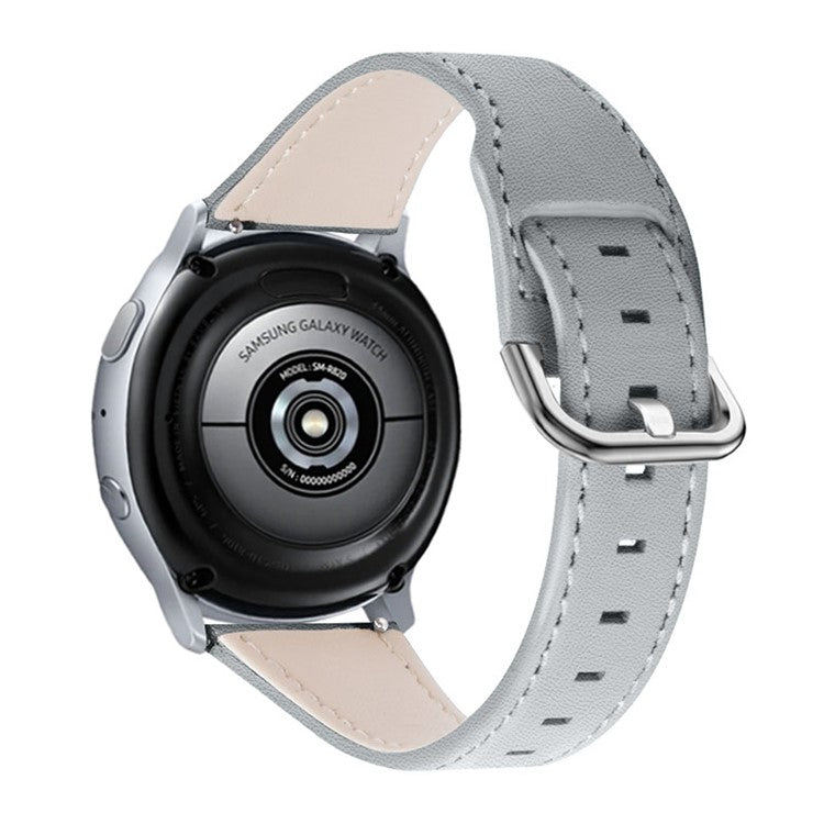 High-end Genuine Leather Replacement 22mm Watch Strap with Buckle for Samsung Galaxy Watch3 45mm / Samsung Galaxy Watch 46mm - Grey