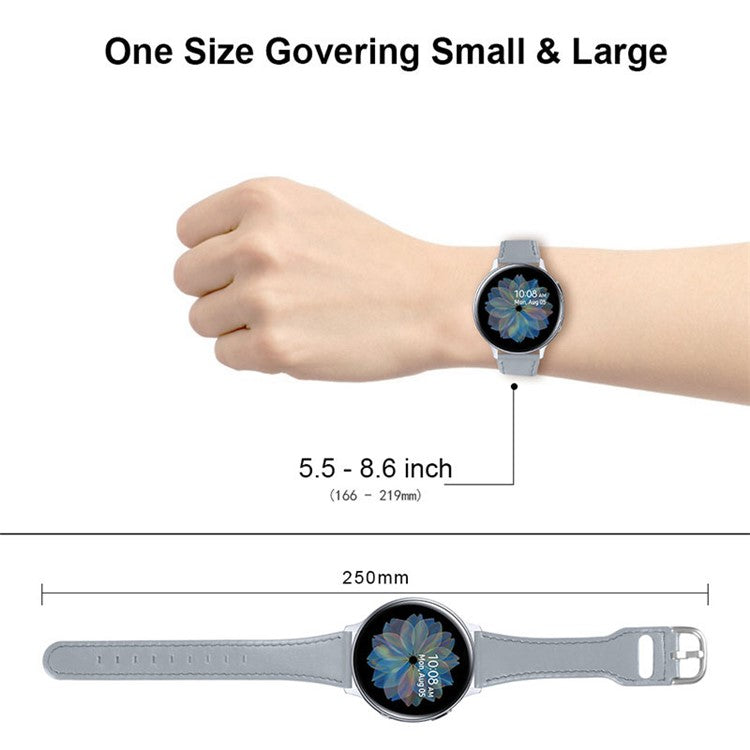 High-end Genuine Leather Replacement 22mm Watch Strap with Buckle for Samsung Galaxy Watch3 45mm / Samsung Galaxy Watch 46mm - Grey