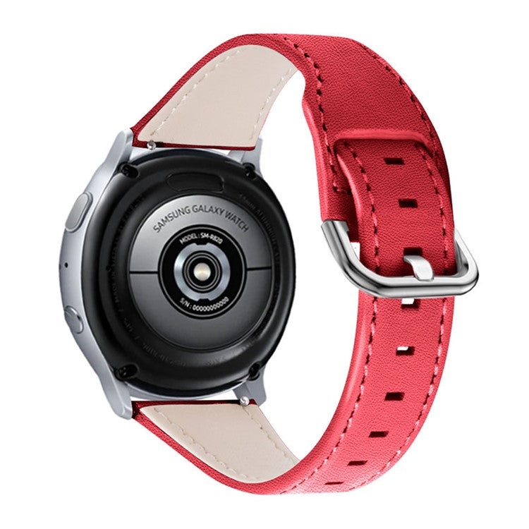 High-end Genuine Leather Replacement 22mm Watch Strap with Buckle for Samsung Galaxy Watch3 45mm / Samsung Galaxy Watch 46mm - Red