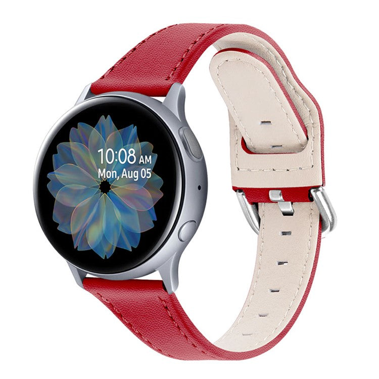 High-end Genuine Leather Replacement 22mm Watch Strap with Buckle for Samsung Galaxy Watch3 45mm / Samsung Galaxy Watch 46mm - Red