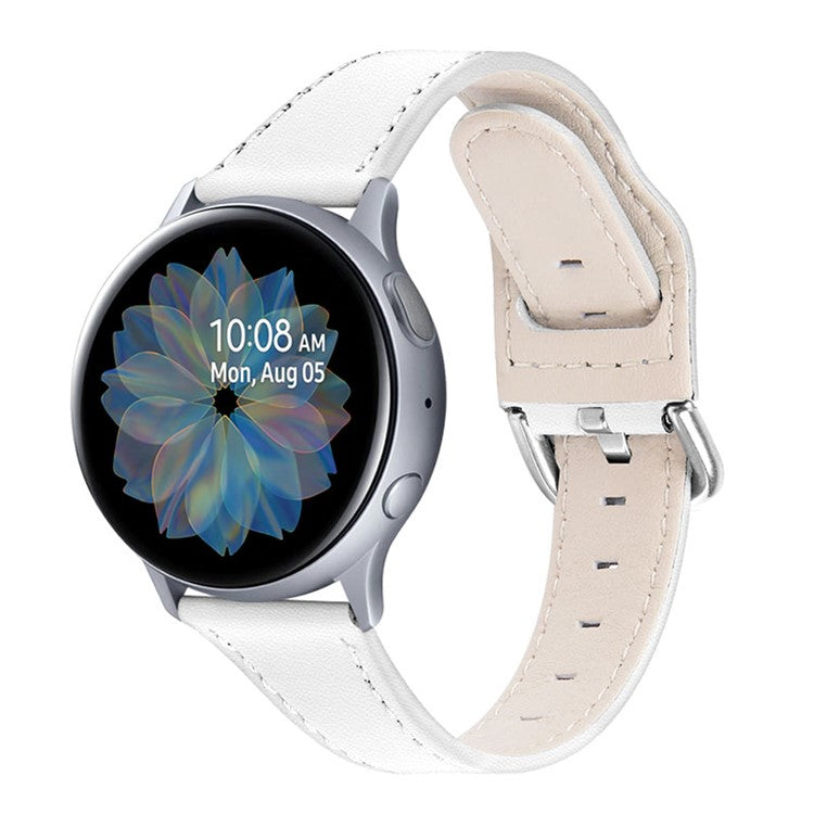 High-end Genuine Leather Replacement 22mm Watch Strap with Buckle for Samsung Galaxy Watch3 45mm / Samsung Galaxy Watch 46mm - White
