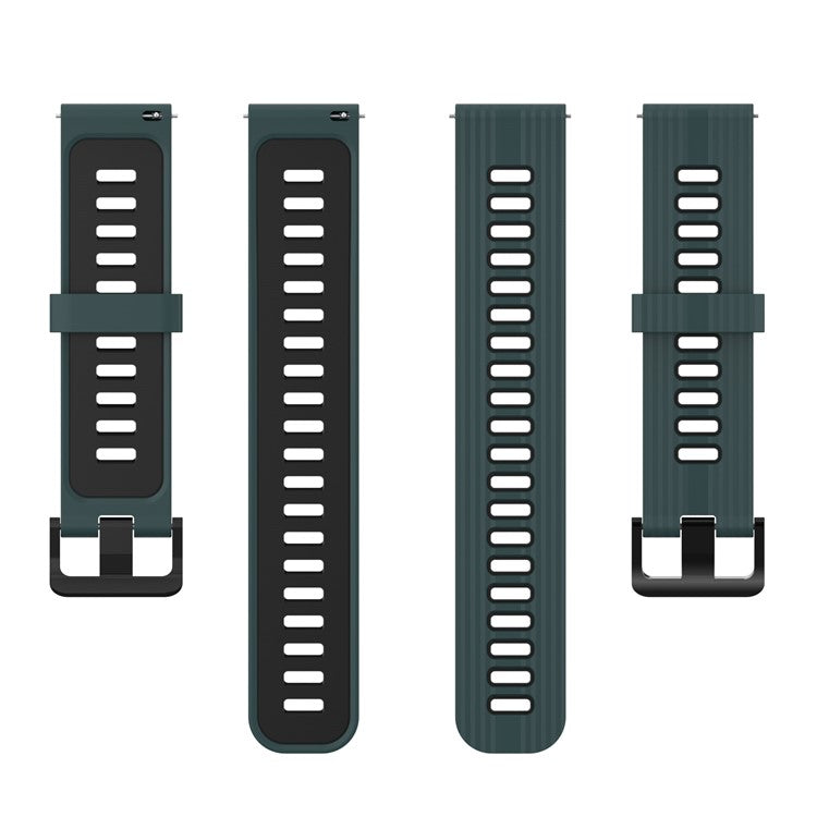 22mm Silicone Watch Strap Soft Wristband with Buckle for Samsung Galaxy Watch 3 45mm R840/Gear S3/Huawei Watch GT 2e/GT3 46mm/GT Runner - Green/Black