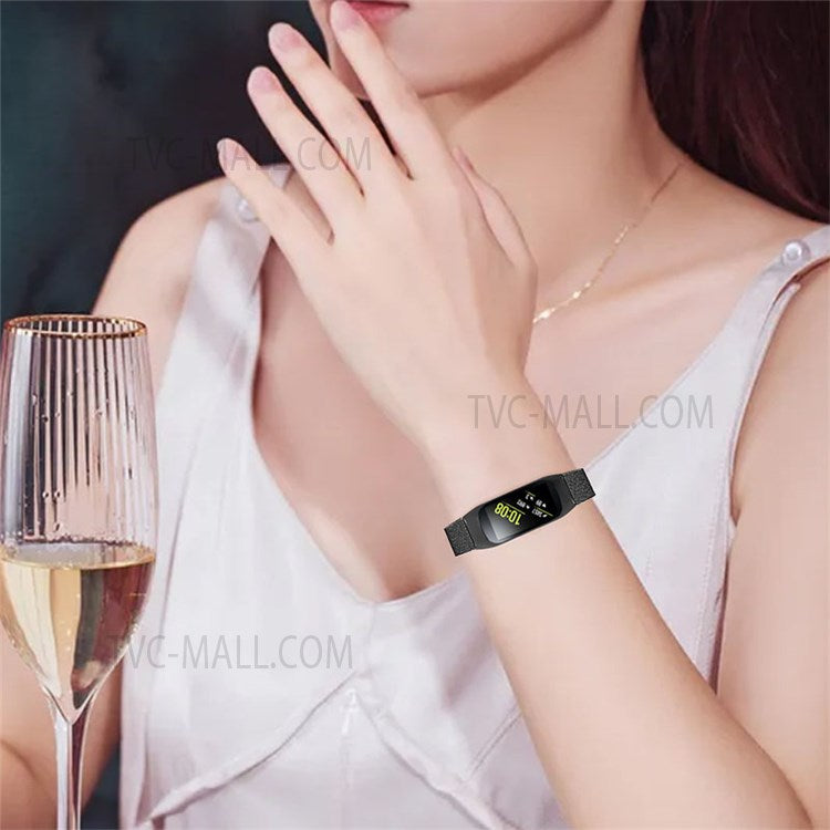 Smart Watch Strap Folding Buckle Stainless Steel Milanese Band for Xiaomi Mi Band 5 - Black