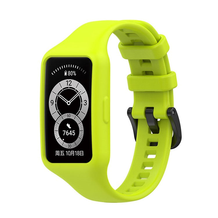 Replacement One-piece Smart Watch Strap Case Silicone Wrist Band for Honor Band 6/Huawei Band 6/Huawei Band 6 pro - Green