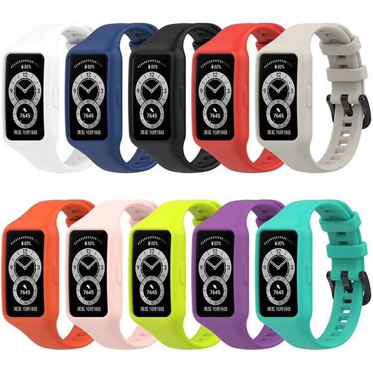 Replacement One-piece Smart Watch Strap Case Silicone Wrist Band for Honor Band 6/Huawei Band 6/Huawei Band 6 pro - Green