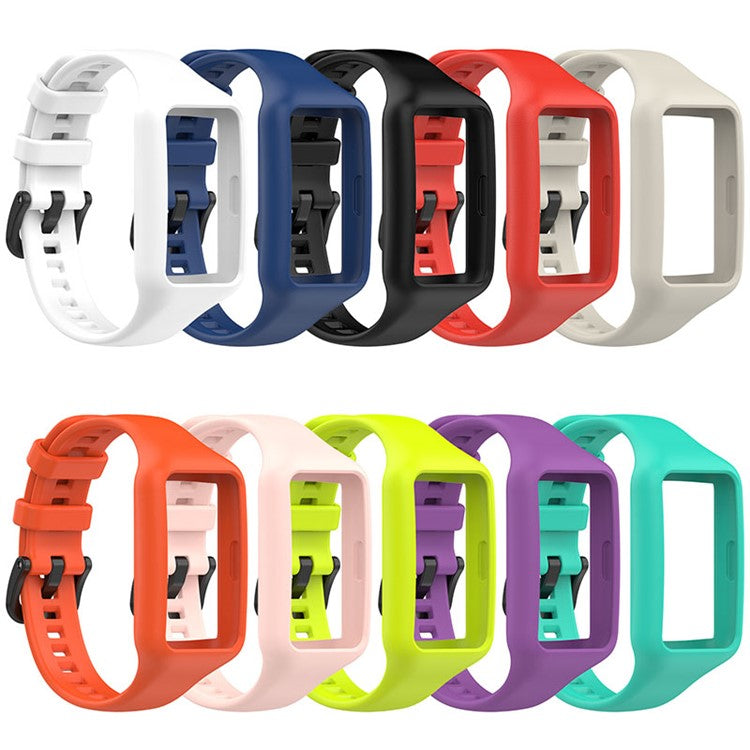 Replacement One-piece Smart Watch Strap Case Silicone Wrist Band for Honor Band 6/Huawei Band 6/Huawei Band 6 pro - Green