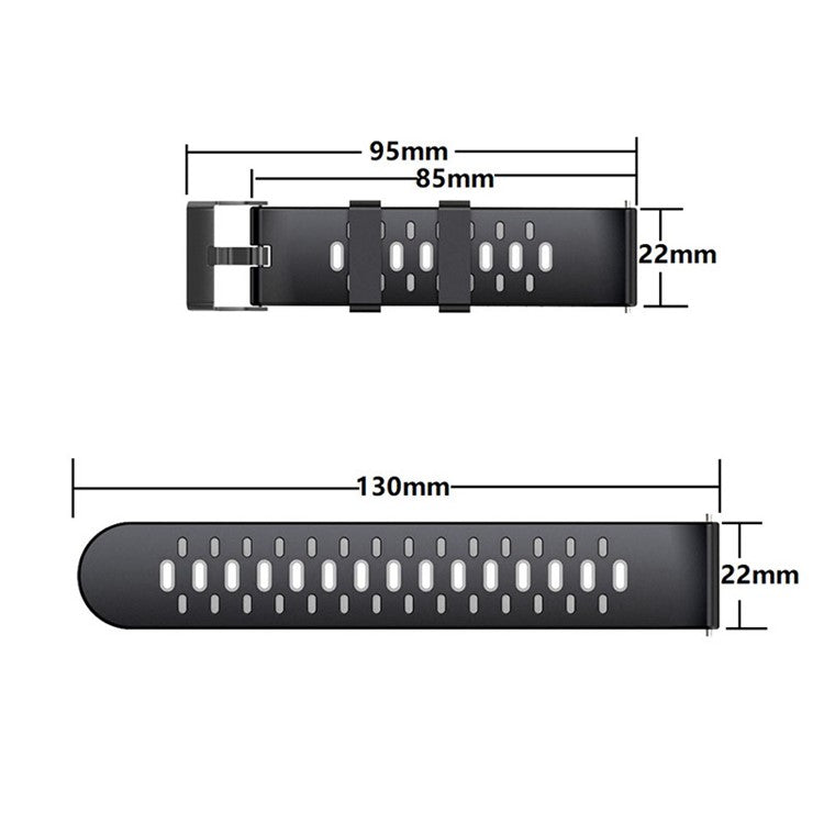 22mm 3 Rows Holes Bi-color Silicone Soft Watch Band for Samsung Galaxy Watch3 45mm/Galaxy Watch 46mm/Gear S3 Frontier/Gear S3 Classic - Black/Teal