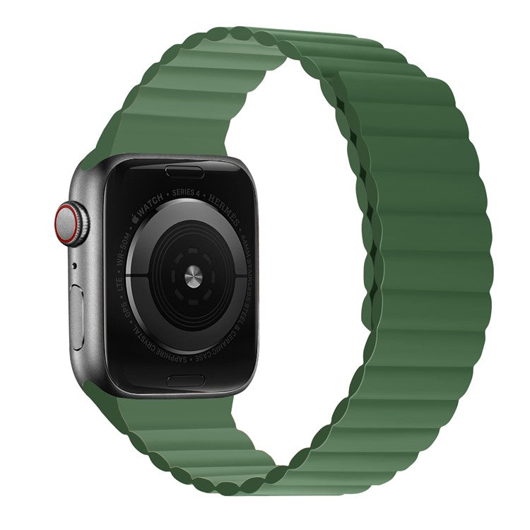 Dual Color Magnetic Silicone Watch Strap Wrist Band for Apple Watch Series 10 46mm / Ultra 2 Ultra 49mm / 9 8 7 45mm / SE (2023) SE (2022) SE 6 5 4 44mm / 3 2 1 42mm - Green