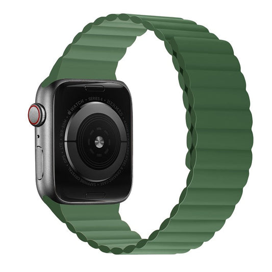 Dual Color Magnetic Silicone Watch Strap Wrist Band for Apple Watch Series 10 46mm / Ultra 2 Ultra 49mm / 9 8 7 45mm / SE (2023) SE (2022) SE 6 5 4 44mm / 3 2 1 42mm - Green