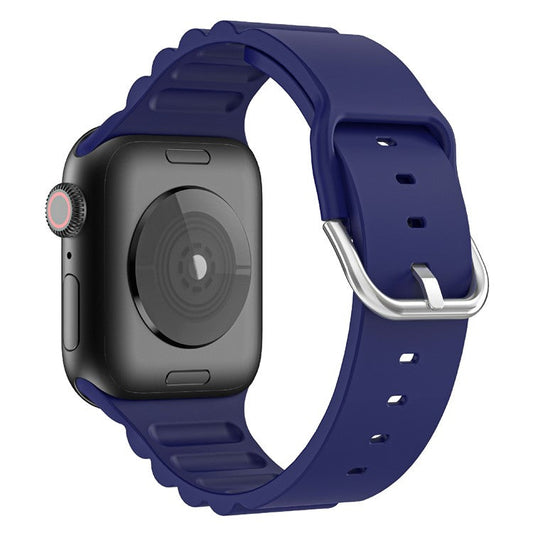 Horizontal Stripes Watch Band Silicone Adjustable Wrist Strap Replacement for Apple Watch Series 10 42mm / 9 8 7 41mm / 6 5 4 SE SE (2022) SE (2023) 40mm / 3 2 1 38mm - Sapphire