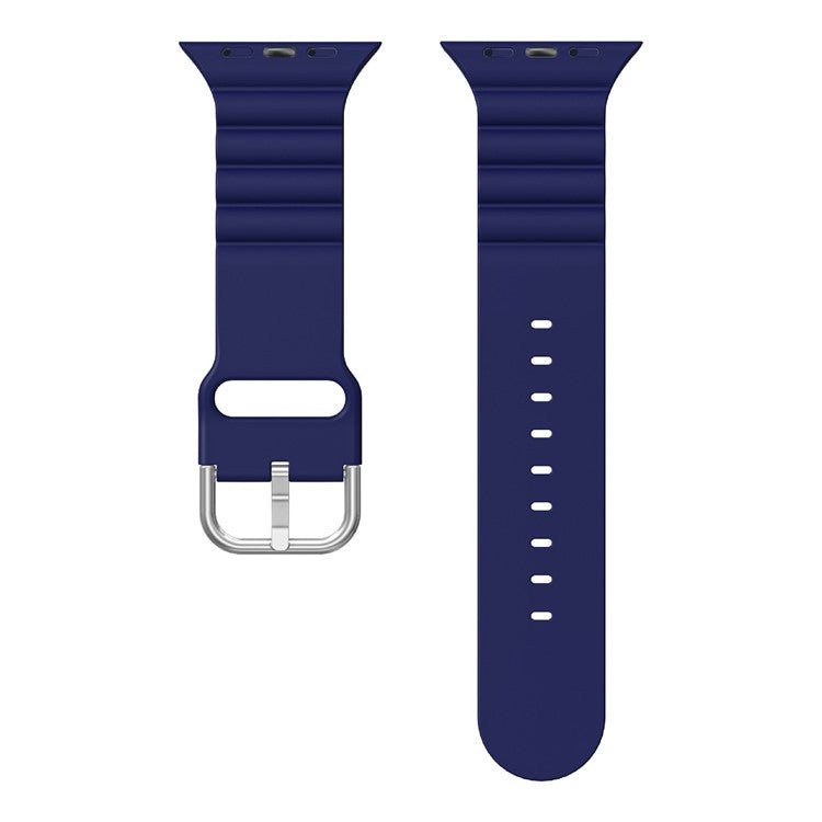 Horizontal Stripes Watch Band Silicone Adjustable Wrist Strap Replacement for Apple Watch Series 10 42mm / 9 8 7 41mm / 6 5 4 SE SE (2022) SE (2023) 40mm / 3 2 1 38mm - Sapphire
