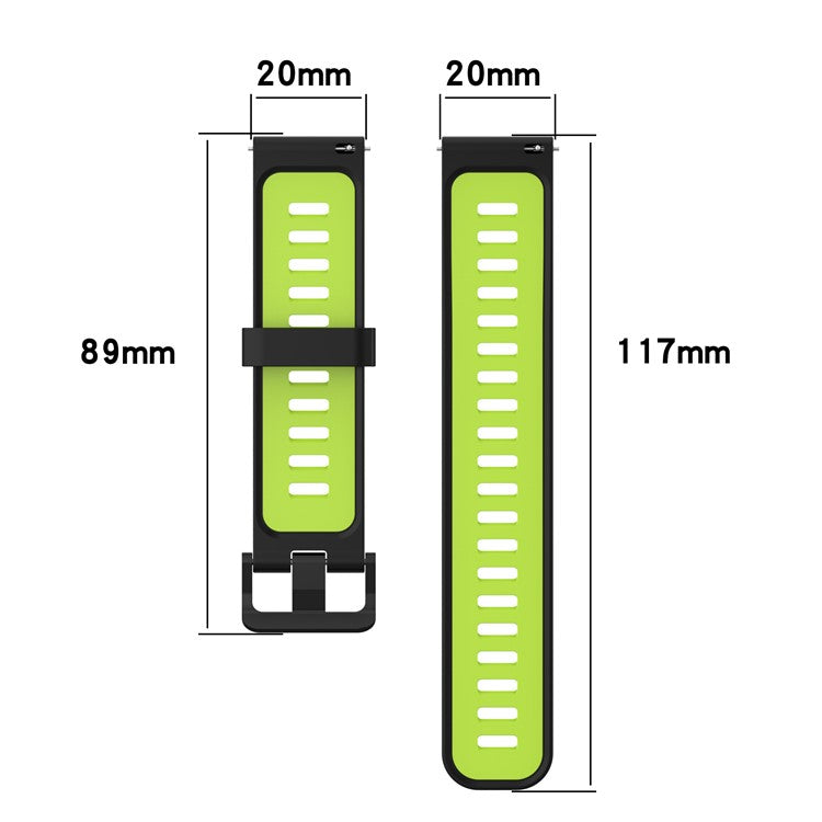 20mm Stripes Design Bi-color Silicone Soft Watch Band Adjustable Wrist Strap for Huawei Watch GT3 42mm/Samsung Galaxy Watch4 40mm/44mm - Midnight Blue/White