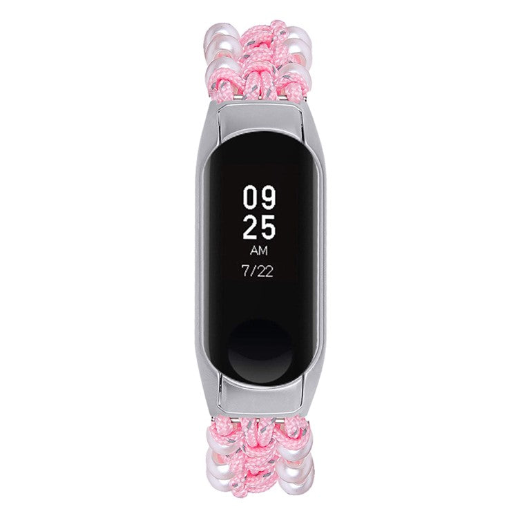 Stylish Pearl Decor Adjustable Braided Rope Watch Strap Replacement Wrist Band for Samsung Galaxy Gear Fit-e (SM-R375) - Pink