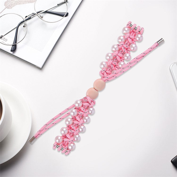 Stylish Pearl Decor Adjustable Braided Rope Watch Strap Replacement Wrist Band for Samsung Galaxy Gear Fit-e (SM-R375) - Pink