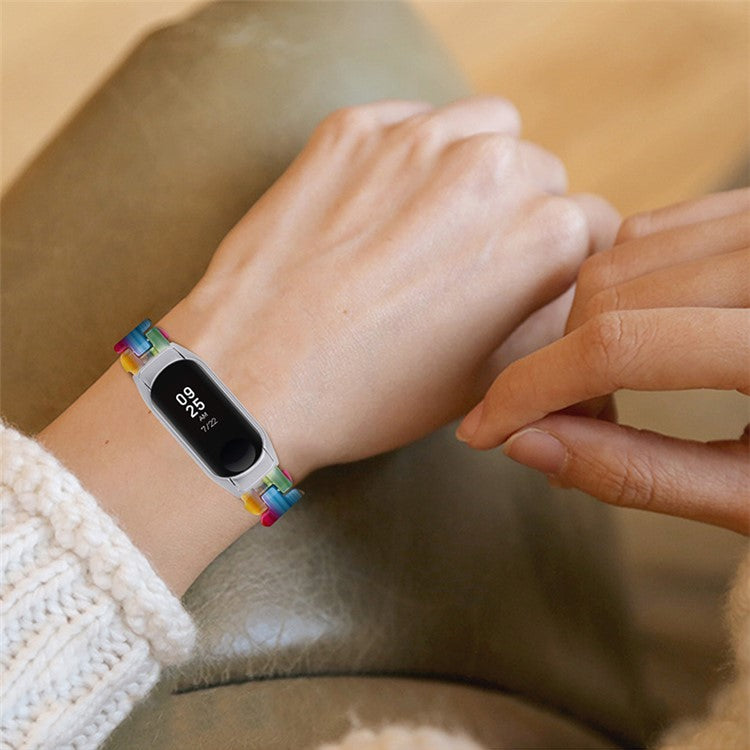 Oval Resin Smart Watch Wrist Band Replacement Strap for Xiaomi Mi Band 3/Band 4 - Rainbow