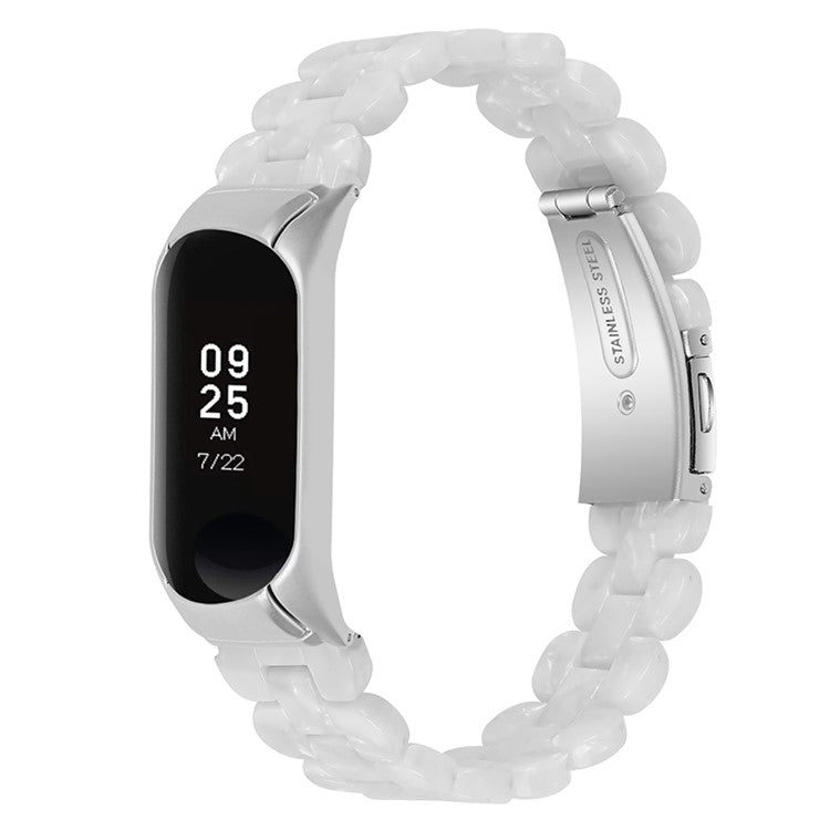 Oval Resin Smart Watch Wrist Band Replacement Strap for Xiaomi Mi Band 3/Band 4 - White