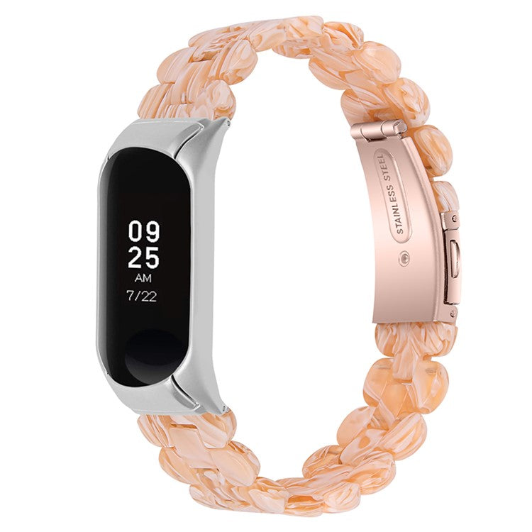 Stylish Oval Resin Watchband Replacement Wrist Strap with Folding Buckle for Xiaomi Mi Band 5/Band 6 - Silk White